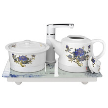 优卓电茶炉温水器陶瓷电热水壶烧水壶全自动上水壶套装带消毒锅自动保温 1.2L 公司团购中秋礼品采购 变色牡丹