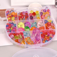 儿童串珠手工diy制作材料宝石玩具手链项链女孩穿珠礼物益穿珠子 透明猫盒亚克力宝石套装 送材料包