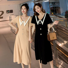 哺乳衣外出夏宽松孕妇装夏装外出2019新款孕妇连衣裙中长款时尚潮妈孕妇裙子夏季透气 杏色 M