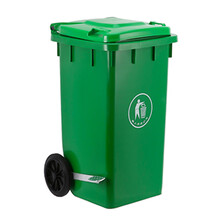 德玛仕 DEMASHI 加厚物业小区公用环保分类塑料翻盖环卫室户外垃圾桶六色可选 大号商用  带盖带轮侧踏 240L