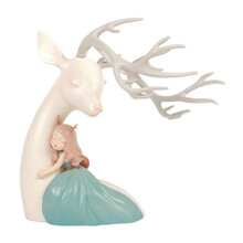 本艺术空间 祥鹿依赖 贾晓鸥白夜童话 现代简约空间装饰品艺术品 家居送礼电视柜吧台摆件 个性装饰 白绿-图片色