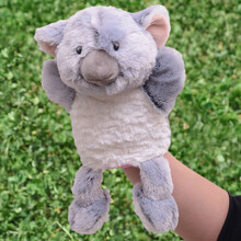 小鼠乐乐 手偶玩具老虎狮子猴子猩猩鹿大象考拉河马羊浣熊鳄鱼熊猫兔子偶安抚早教亲子互动娃娃毛绒玩具 灰考拉全长30cm