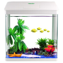佳璐 森森鱼缸水族箱高清玻璃桌面 客厅中小型生态金鱼缸 JR300标配+假山造景+白色底沙