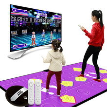 舞状元〖高清TV三色口〗跳舞毯双人跑步毯体感游戏机动感跳舞机家用电脑电视双用子儿童游戏毯 【舞双人55代(无线版)卡通紫】按摩发光PU 〖常规11MM〗