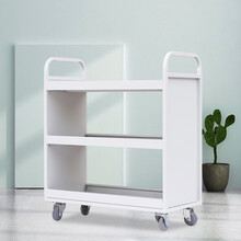 奈高档案室推车图书馆小推车手推车静音移动书架柜 三层护边书车