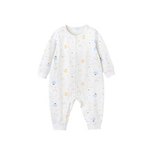 英氏19年秋季新款新生儿连体衣男女宝宝纯棉内衣打底衣爬服睡衣贴身和袍扣裤上衣  10094117 10094117(襟蛤) 73cm