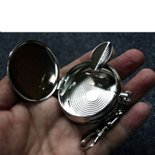 迷你车载烟灰缸 不锈钢烟灰缸个性车载带盖创意金属随身烟灰盒迷你便携防风小烟缸