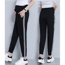 Bajolly 孕妇裤子夏季薄款可调节外穿宽松休闲运动七分裤短裤孕妈托腹九分打底裤孕妇夏装 185#黑色 M