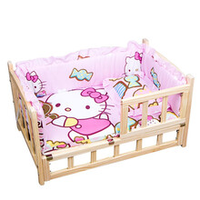 筱宠实木狗床木质狗窝猫床四季通用公主可拆洗小型中型大型犬猫咪泰迪离地宠物床 豪华款粉猫咪床品 M号长75宽50cm（适合20斤内宠物）