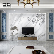 蓝鱼（LANYU）3D现代新中式墙纸花纹石材电视机背景墙壁纸客厅卧室欧式壁画墙布 透气整张-无纺布