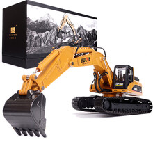 汇纳模型合金挖土机静态仿真工程车挖掘机重型推土机推土车模型儿童玩具车模型摆件礼盒装 1:40全合金挖掘机
