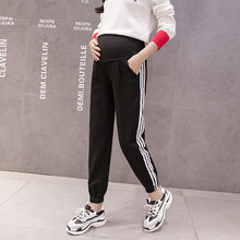 锦尘 孕妇裤子夏季外穿2021新款潮妈长裤休闲运动裤孕妇装夏装托腹裤 黑色 M