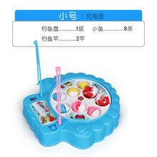 小猫钓鱼玩具磁性鱼小孩2套装3儿童1宝宝早教益智女孩男孩一岁半 小号【8条鱼+2杆】-充电版