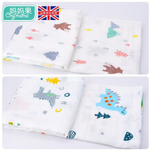 妈妈果 婴儿浴巾纯棉纱布浴巾新生儿宝宝盖毯儿童洗澡毛巾被子超柔软薄款 【特价新品】2层(110*140cm)_D款 两条装