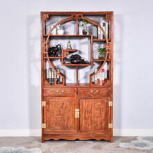 苏汀小镇红木家具非洲花梨（学名：刺猬紫檀）博古架实木中式客厅隔断柜多宝阁古董架置物架陈列架展示柜N 单个：长108*宽36*高197cm