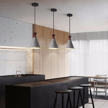 自由亮北欧餐厅吊灯简约创意三头吧台灯现代卧室床头灯 餐厅吊线1米:灰色单头圆盘-自然光