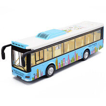 公交车玩具模型仿真语音巴士儿童声光回力合金车城市公共回力小汽车 单节大巴士