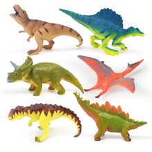 RECUR恐龙玩具套装儿童动物园仿真小号动物塑胶鲨鱼海洋世界模型【抖音同款 水洗不褪色】 6只史前动物圆筒装（R8012T）