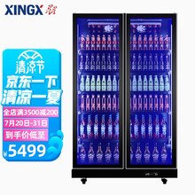 星星（XINGX）全屏机啤酒柜展示柜冷藏立式商用超市啤酒饮料蔬菜水果保鲜陈列柜全面屏风冷款双门920L