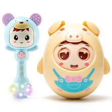 爱婴乐  婴儿玩具不倒翁可啃咬新生儿童宝宝玩具0-1岁益智男孩女孩周岁礼物 不倒翁黄色+音乐棒