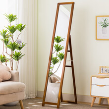 镜子梳妆立式贴墙墙壁粘贴衣帽镜 【免安装 可折叠】茶色(高清镜面)