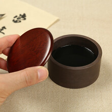 弘梅宋坑端砚砚台 天然原石初学者多功能三寸墨池砚台带盖 文房四宝可盛墨汁砚台