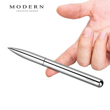 德国Modern商务高档签字笔创意金属笔杆加粗中性笔黑色练字笔宝珠手账笔定制logo刻字情人节礼物 银色