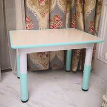 希伯熊 儿童桌椅套装组合写字桌幼儿园桌椅学习桌塑料宝宝书桌画画涂鸦游戏积木桌椅可调节高度 高档木纹浅蓝单桌带防火板加固80*60