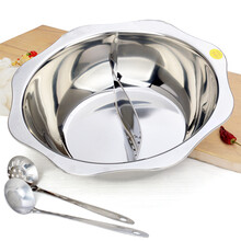 吉睿 34cm不锈钢反边八角鸳鸯二味火锅盆 HG1809-34易清洗 电磁炉燃气煤气灶明火通用