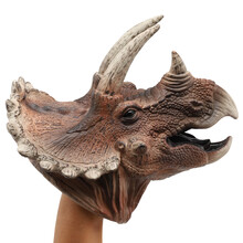 恐龙手偶手套软胶三角霸王龙儿童仿真动物模型鲨鱼鲨臂头男孩玩具 儿童认知玩具3-10岁 三角龙