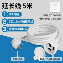 戴利普 大功率电源插排延长线10A转16A大插孔接线板4000W三脚长线3米5米8米空调16A插座 延长线 10A插头转10A&16A 5米