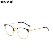 百飒(BYZA)防辐射眼镜男女款防蓝光电脑手机护目镜 多边形蓝光眼镜 超轻文艺复古眼镜潮流近视眼镜 黑金框 0度防蓝光