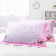 金号枕巾 纯棉枕巾一对2条装 纯棉简约 加大加厚情侣家用枕头巾 梦幻花边粉色