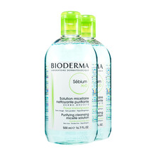 贝德玛（Bioderma）卸妆水500ml净妍控油蓝水 舒妍温和粉水保湿深层清洁补水  蓝水500ml2瓶净妍控油混合敏感肌温和清洁