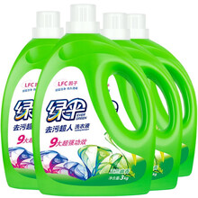 绿伞去污超人洗衣液3kg*4瓶装玉兰幽香 去渍亮白柔顺芳香