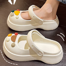 俞兆林（YUZHAOLIN）洞洞鞋女厚底增高凉拖鞋外穿软底沙滩花园鞋 YG312 白色 37/38