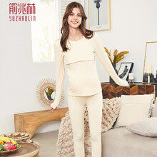 俞兆林 孕妇装纯棉哺乳睡衣家居服秋衣秋裤产后可哺乳月子服孕产妇家居服/哺乳装 肤色 L