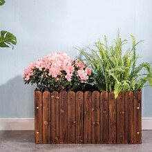 恰好时光 防腐木花箱碳化实木花盆花箱 种植箱盆景阳台种菜盆 长方形大花盆花槽多肉绿萝菜园 60*30*30cm