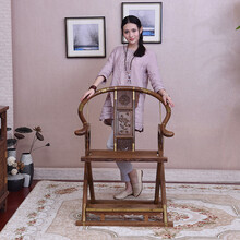 匠人塘红木家具非洲鸡翅木（学名：非洲崖豆木）交椅实木茶椅子靠背椅办公椅中式扶手椅折叠椅休闲椅户垂钓椅 长65*宽51*高100(座高46)cm