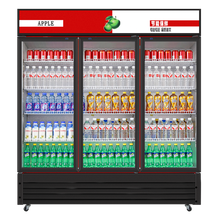 坤创 饮料展示柜冷藏柜啤酒柜超市立式冰箱直冷陈列酒水柜 红黑三门 风冷