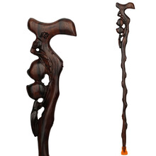 雅轩斋 红木老人拐杖拐棍 实木防滑手杖木质根雕拐杖木头老年人用品送老人礼物 黑紫檀木寿桃拐杖