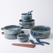 悠瓷（youcci） 碗盘套装 创意家用盘子组合 简约欧式陶瓷碗套件ins北欧风餐具碗碟套装 四人食套件-悉尼蓝系列