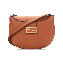 芬迪 FENDI 2021春夏 女士牛皮手提单肩包腋下包牛角新月包棕色小号 8BR790 AF2P F1C6J