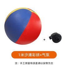 充气沙滩球戏水球幼儿园体智能大球水上排球活动庆典舞台装饰道具 1米沙滩球（彩球）+气泵
