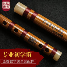 沐铭雅韵 专业笛子初学成人f调学生g调专业精制入门苦竹笛古风演奏横笛乐器 褐色一节款+全套配件 E调