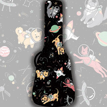 个性吉他包定制彩绘涂鸦星河黑色吉他包38寸39寸40寸41寸加厚海绵防水帆布民谣吉他通用双肩包 猫狗大战