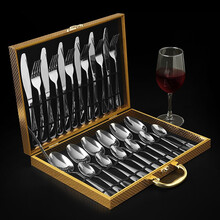 餐将军 西餐具套装 不锈钢牛排刀叉勺24件套组合六人份豪华礼盒装 西餐具24件套礼盒装