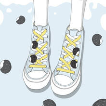 艾米与麦麦2021夏季韩版潮流百搭休闲帆布鞋女高帮学生chic板鞋网红饼干鞋子休闲鞋潮鞋 原味奥利奥 39码