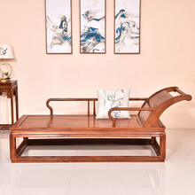 慢象红木家具非洲花梨（学名：刺猬紫檀）贵妃榻 贵妃床 实木罗汉床新中式客厅卧室美人睡椅躺椅 素面贵妃床(靠头右)