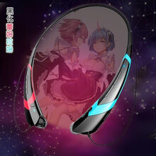 布诺林 梦初音未来miku概念动漫无线蓝牙耳机颈挂式狂三蕾姆二次元周边【可插卡】 暗黑拉姆雷姆-红蓝款 官方标配